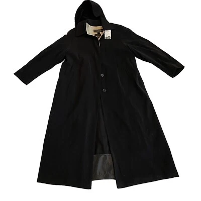 Gabardina Misty Harbor Larga Negra Talla 12P Nueva con Etiquetas Capucha Extraíble Foto 1 de 4