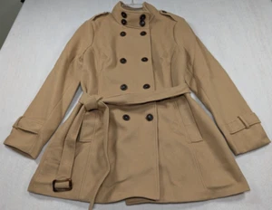 Allegra K - Women's - Stand Collar - Double Breast Coat - Color: Khaki - Size L - Picture 1 of 15
