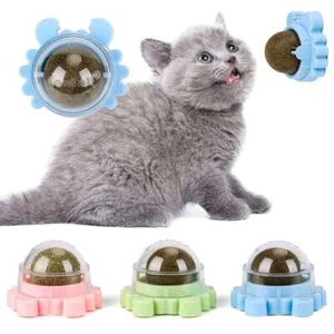 3x Rotatable Catnip Wall Ball Cat Teeth Cleaning Toys Licking Treats Edible Toys - Picture 1 of 12