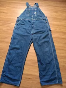 Vtg Big Mac Overalls Mens Blue Denim 38X30 Carpenter - Picture 1 of 14