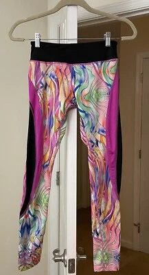 Hot Kiss Capri Leggings Rosa Remolino Acuarela Gimnasio Fitness Para Mujer Pequeñas Foto 1 de 2