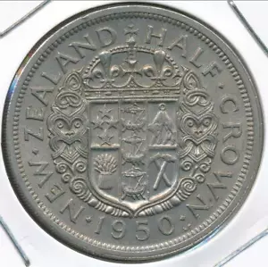 Nueva Zelanda 1950 1/2 corona George VI (K.G. Close to rim) - Extra fino - Imagen 1 de 3