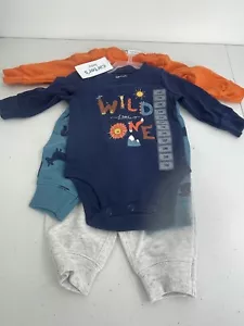 Carter's Blue Orange baby boy 4 piece set Long Sleeve Shirt Pants 3 Month - Picture 1 of 7