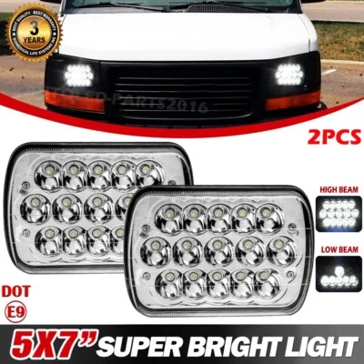 Pair 7x6" 5X7 LED Headlight Hi/Lo Beam For GMC Savana 1500 2500 3500 Safari Van - Image 1 of 4