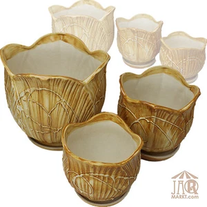 Maceta Maceta Tulipán Maceta Cerámica con Posavasos en Tres Tamaños Maceta - Imagen 1 de 8