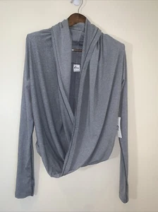 Zyia Active Yoga Shawl Women Small Gray Microstripe Oversized Slouchy Athleisure - Picture 1 of 10
