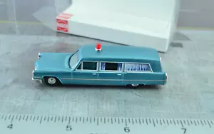 Busch 42918 Cadillac 1966 Ambulance Hearse Light Blue HO 1:87 Scale - Picture 1 of 2
