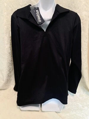 Polo de manga larga negro trenzado Devon & Jones CrownLux Performance para dama talla M Foto 1 de 4