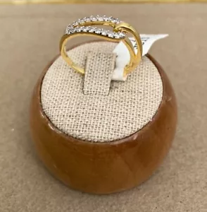 Delicate Two Tone Gold Plated, White CZ's Ring - Picture 1 of 8