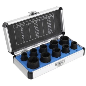 10 STCK. Beschädigte Schraubenmutter Schraubenentferner Auszieher Entfernen Set 9-19 mm Werkzeug, Mechaniker - Bild 1 von 18