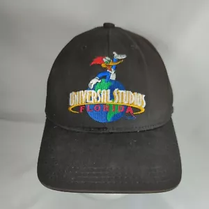 Vintage Universal Studios Florida Black Snapback Hat Theme Park Woody Woodpecker - Picture 1 of 7