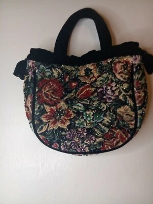 Chicos Beaded Satchale/Cross Body Bag NWOT.  Beading Multi Color with black trim - Image 1 of 4