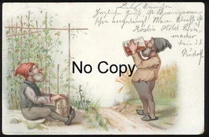 AK Zwerge beim Trinken Zwerge trinken Bier Kunstanstalt Boehme Nr. 700 gel.1900 - Picture 1 of 2