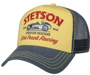 Stetson Dirt Track Racing Trucker Ball Cap Hat Adjustable Yellow / Navy￼ OSFM