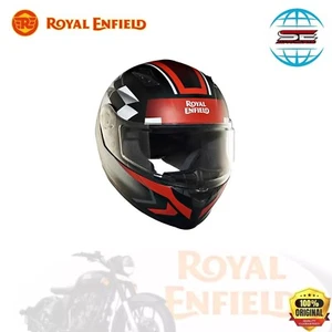 Royal Enfield Lightwing Full Face Helmet Checks Matt Black & Red - Picture 1 of 8