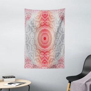 Grey and Red Tapestry Boho Zen Mandala Print Wall Hanging Decor - Picture 1 of 3