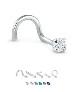 316L Surgical Steel Straight Screw LBend Nose Bone Stud Ring 1.5mm 22G 20G 18G - Picture 1 of 1