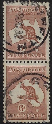 Australia 6d. Roo pair 1929, SG107/Scott 96, used. CV$22+  (a4708d - Image 1 of 2