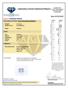 JUEGO NUPCIAL CLÁSICO DE TRES PIEDRAS PLATINO REDONDO D/VS2 DIAMANTE CREADO EN LABORATORIO 4,2 QUILATES - Imagen 1 de 1