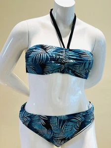 Time And True 2 Pc Bathing Suit Size XL Blue Palms Print Bikini - Picture 1 of 3