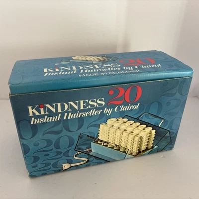 NUEVO 1968 Clairol Kindness 20 Instantáneo Hairsetter Hot Rollers & Clips Dinamarca Foto 1 de 4