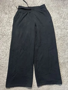 Lululemon Wide Leg Sweatpants Black Womens Medium 28x29 Pockets Gym - Picture 1 of 8
