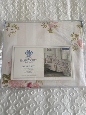 Juego de edredón Rachel Ashwell Shabby Chic reliquia floral cabaña rayas COMPLETO/Queen nuevo en paquete Foto 1 de 3