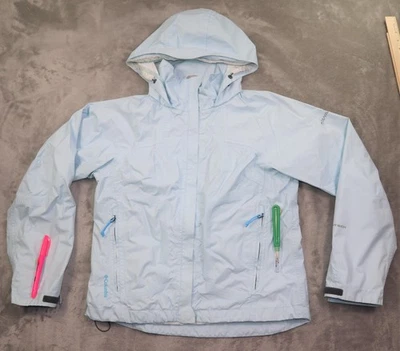 Columbia Jacket Women's XS Light Blue Titanium Omni-Tech Hooded Waterproof Rain - Image 1 of 4