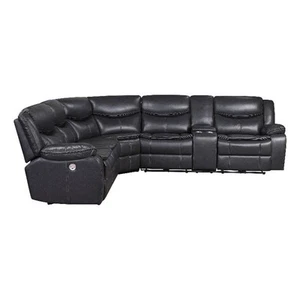 Coaster Sycamore Faux Leather Power Reclining Sectional Sofa Dark Gray - Picture 1 of 12