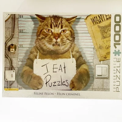 Rompecabezas Eurographics Feline Felon I Eat Puzzles Cat Lovers 1000 piezas NUEVO Foto 1 de 3