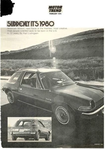 1975 AMC Pacer, Detailed ROAD TEST From USA Car Magazine: US Mail Is $3.60 - Picture 1 of 1