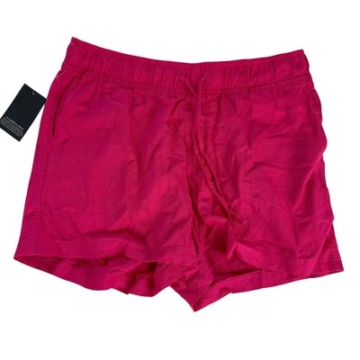 NUEVO CON ETIQUETAS GAP Rosa Lino Cintura Elástica Bolsillos Pantalones Cortos Medianos Mujeres Foto 1 de 4
