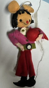 Vintage 1960er Pixie Elfe Mädchen Maus Weihnachtsschmuck süße Ergänzung zur Sammlung - Bild 1 von 6