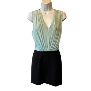 Sandro Paris mini dress Size 3 (US 8 Medium) Blue black Sleeveless V-neck Silk - Picture 1 of 9