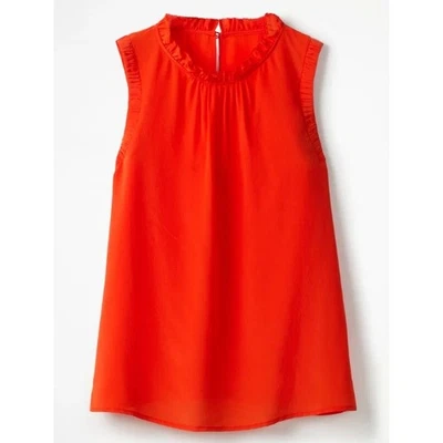 Top de seda Boden Effie para mujer 8 naranja con volantes sin mangas carrera oficina cóctel Foto 1 de 4