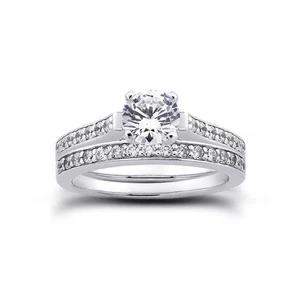 Ring 0,83 kt H/SI1 runder natürlicher zertifizierter Diamanten 14 Karat Gold mit Ehering - Bild 1 von 4