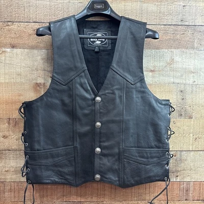 River Road 皮革摩托车背心 XL 码系带侧边 — 第 1/4 张图片