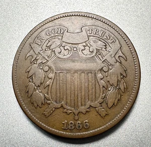 1866  2 CENT PIECE   FINE   BETTER DATE  #9715 - Picture 1 of 2