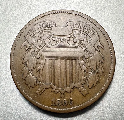 1866  2 CENT PIECE   FINE   BETTER DATE  #9715 - Image 1 of 2