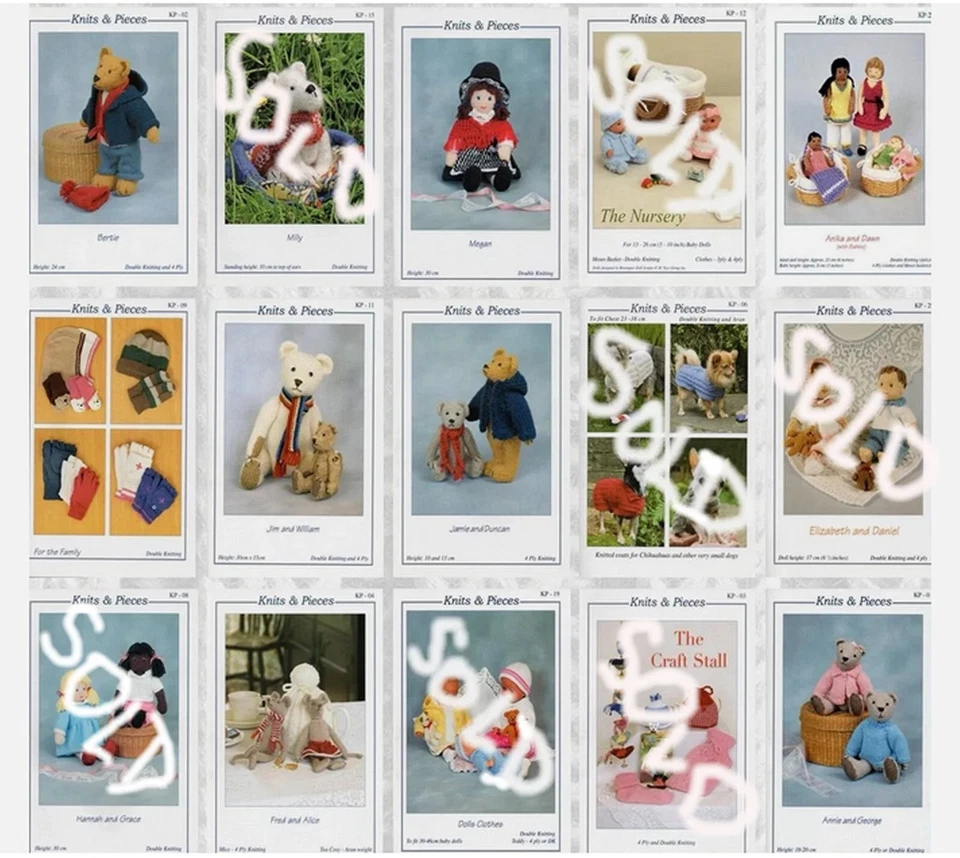 SANDRA POLLEY toy knitting original paper patterns - end of stock bargains! - Image 1 of 1