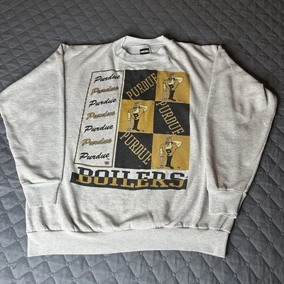 Sudadera De Colección Purdue Boilermakers Para Hombres XXL Gris NCAA Fútbol Cuello Redondo Años 90 Foto 1 de 4