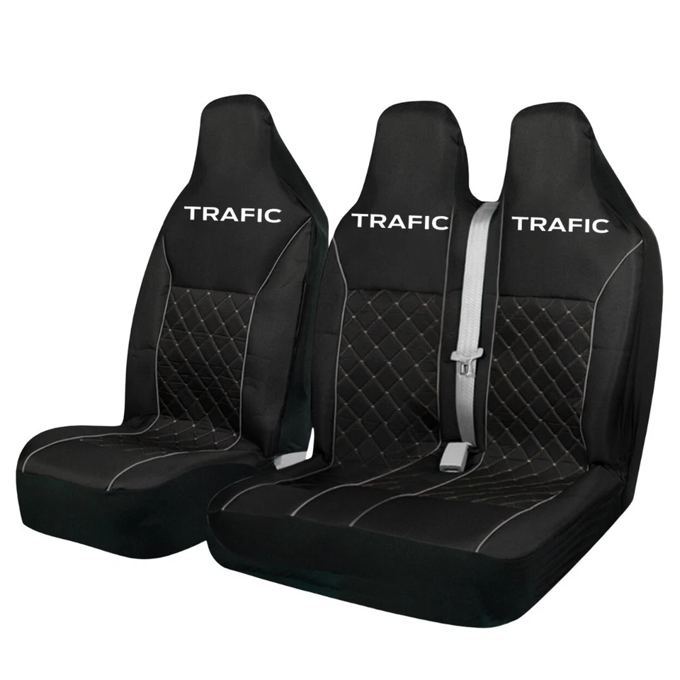 PARA RENAULT TRAFIC (2014-2020)- FUNDAS DE ASIENTO DE FURGONETA GRIS ACOLCHADO DE LUJO - 2+1 Foto 1 de 1