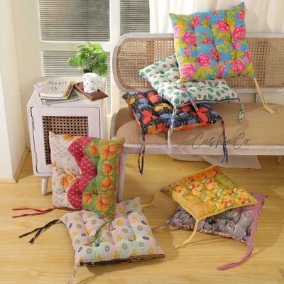 Chair Pad Kantha Quilt Chair Seat Pad Dining Bed Room Garden Kitchen Mat Cushion - Image 1 of 4