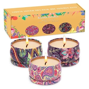 Scented Candles Gift Set for Christmas Thanksgiving, 3 Packs Natural Soy Wax ... - Bild 1 von 9