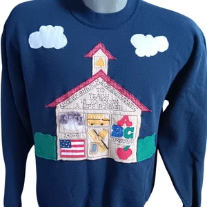 Sudadera Vintage Mediana Jerzees Cottage Granny Schoolhouse - Bordada Años 90 - Imagen 1 de 4