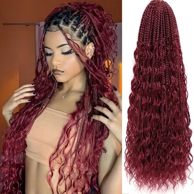 Boho Box Braids Crochet Hair for Black Women 24 Inch 7 Packs Goddess Box Brai... - Image 1 of 4