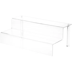 Plymor Clear Acrylic 2-Step Display Stairs, 6.25" H x 18" W x 10.5" D - Picture 1 of 1