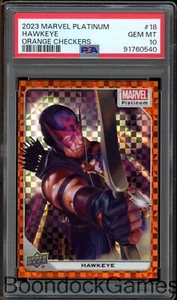 PSA 10 2023 Marvel Platinum Hawkeye #18 Orange Checkers 08/33 Upper Deck Pop 1 - Bild 1 von 2
