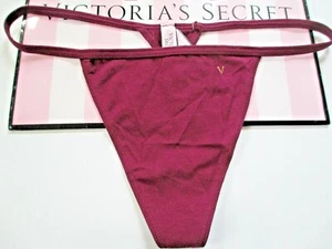 VICTORIA'S SECRET Cotton V-String Thong Panty VS Kir S M L XL 2XL Dark Maroon - Picture 1 of 4