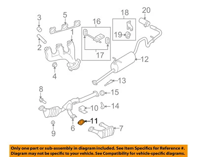 Junta convertidor catalítico de escape Ford OEM 08-11 Ranger 4,0 L-V6 7L5Z5B266A Foto 1 de 2